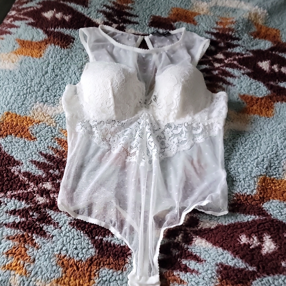Elegant White Lace Bodysuit, INC